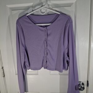 SHEIN Curve Rib-Knit Button Front Crop Cardigan 4XL